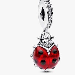 Pandora Red and Black Ladybug Necklace Charm
